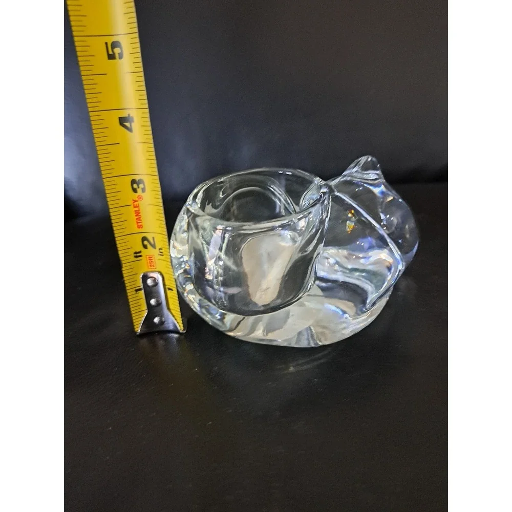 Vintage Indiana‎ Glass Sleeping Cat Kitten Glass Votive Candle Holder